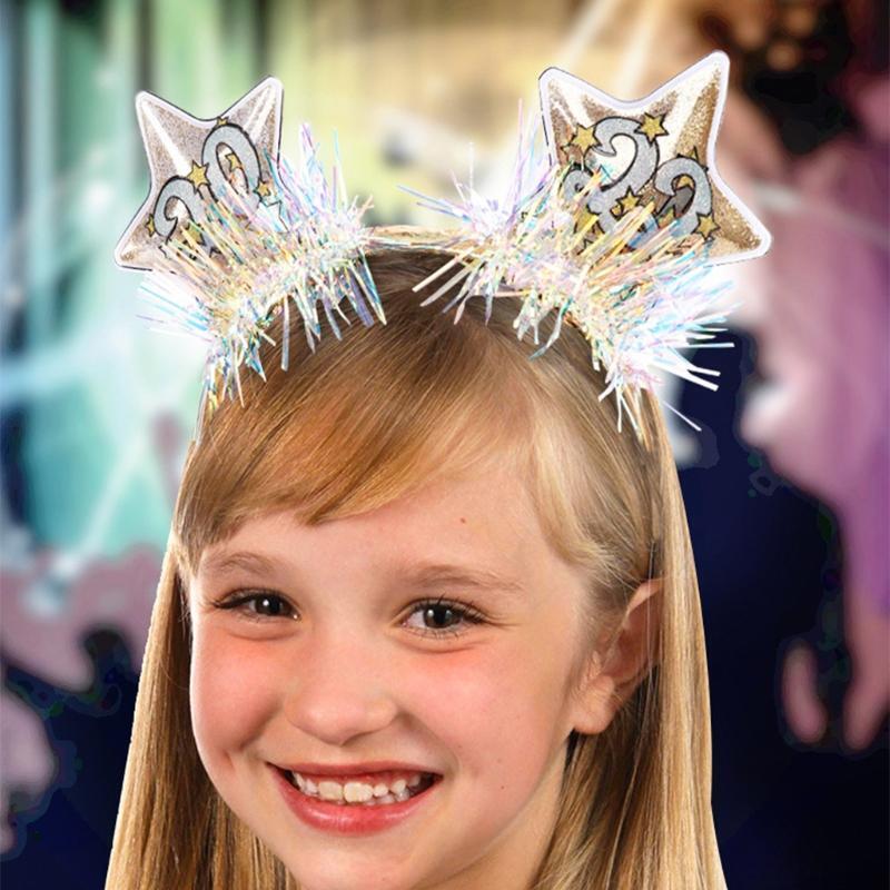 2022 New Year Headbands Glitter Tinsel Hair Bands Creative Holiday Party Props