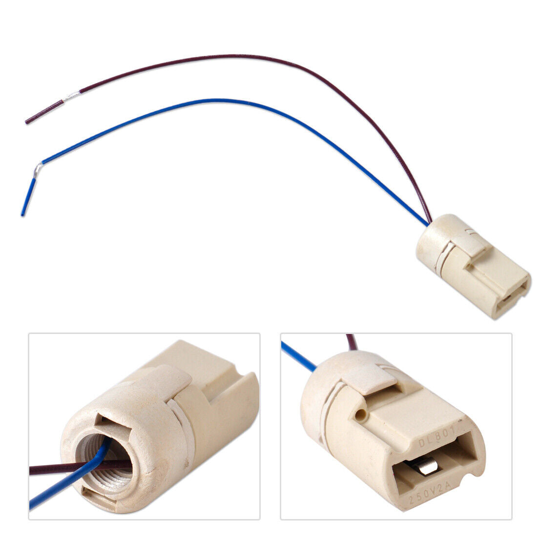 2pcs G9 Socket Ceramic Holder Base Wire Connector G9 Light Lamp Bulb 2A 250V Li