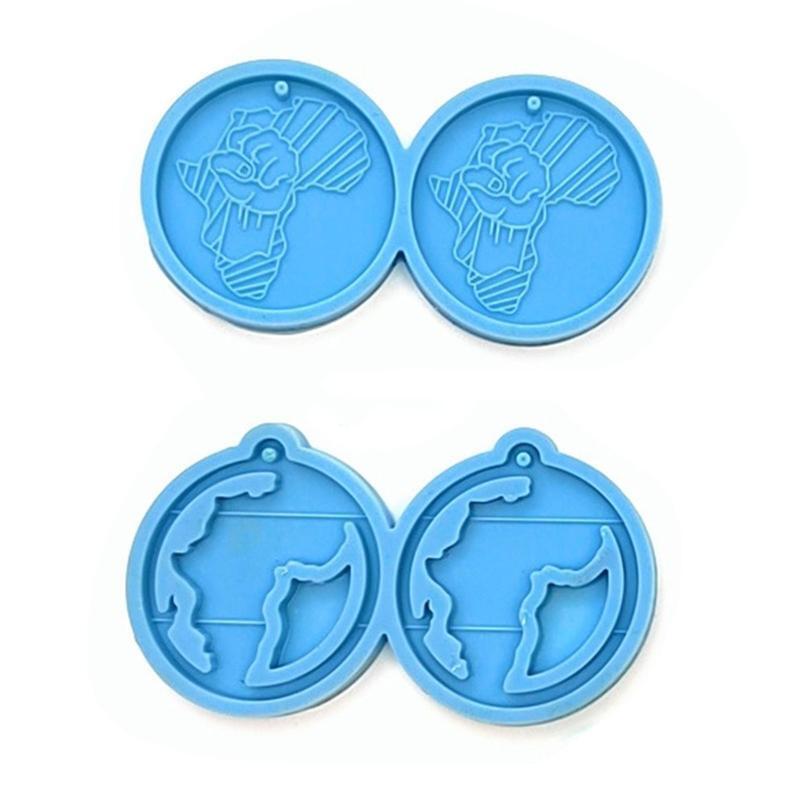 2 Pcs Diy Creative Silicone Molds Africa Map Earrings Fist Map Earrings Molds