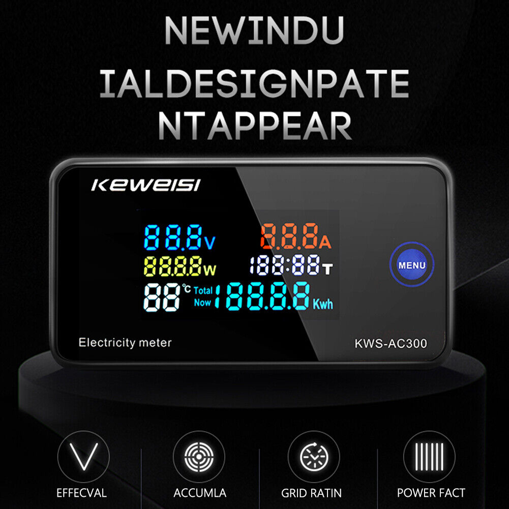 6 in 1 Color Display Digital Energy Meter Ammeter Voltmeter (KWS-AC300-20A)