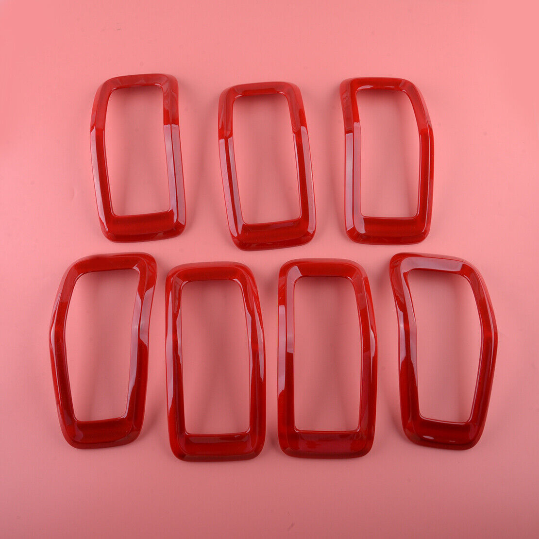 7Pcs Red Front Grille Inserts Grill Cover Ring Assy Fit For Jeep Cherokee 14-18
