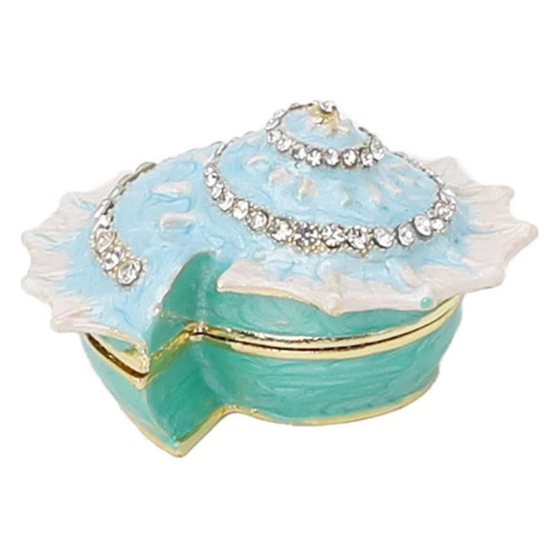 Blue Conch Shell Jewelry Box Creative Trinket Box Collectible Ring Jewelry Case