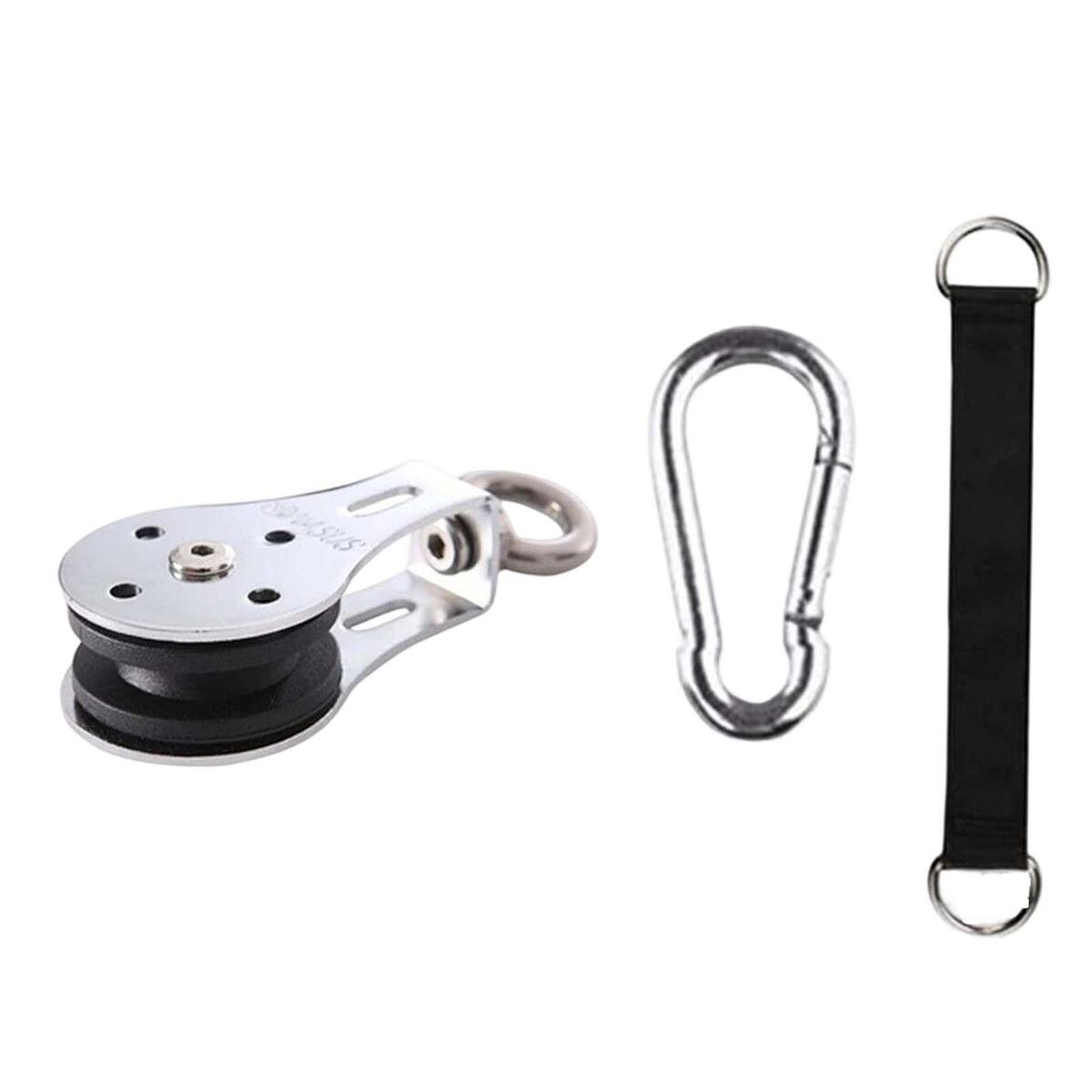 Bearing Lifting Pulley with Lanyard with Carabiner Sturdy for Rock Clmibing