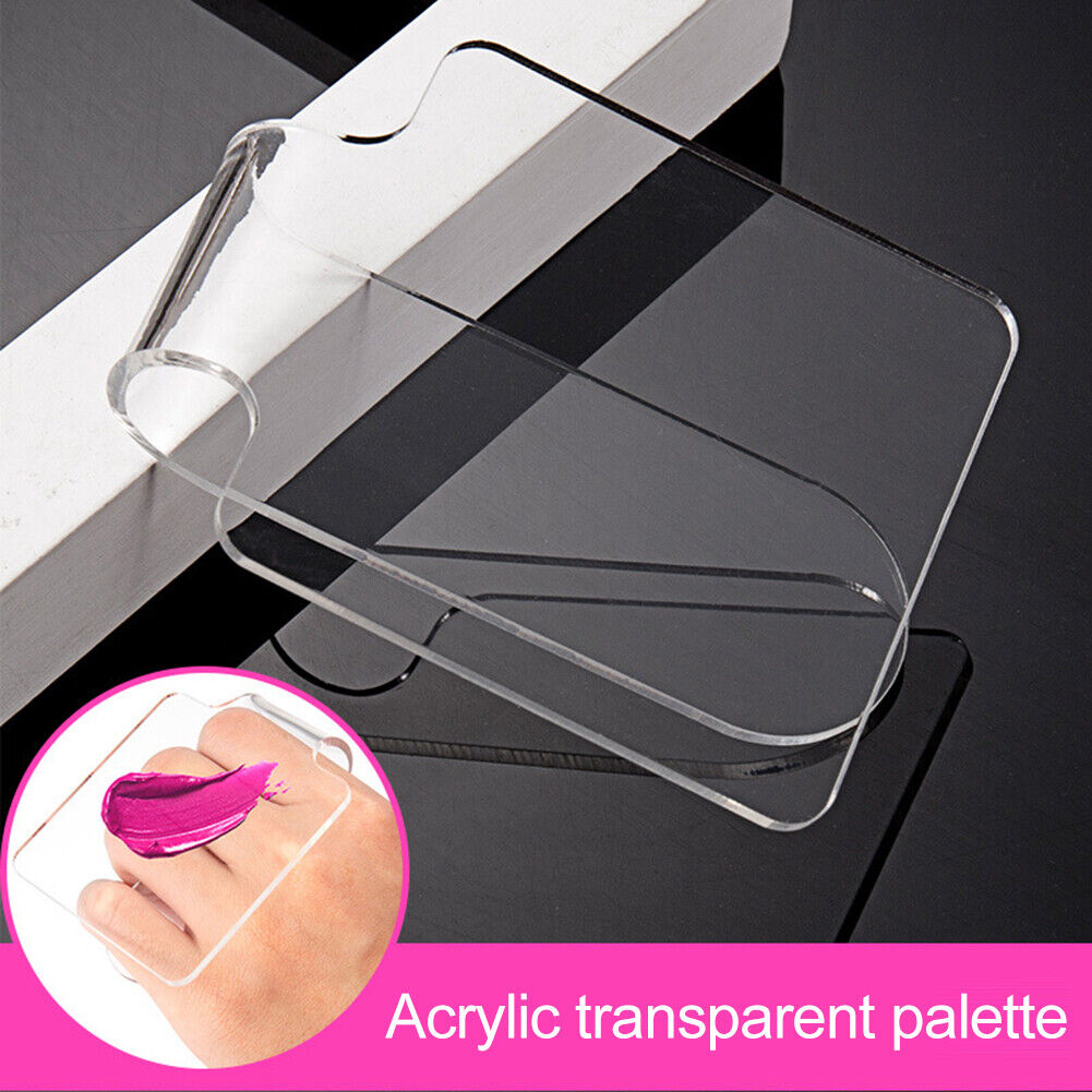 Acrylic Handheld Nail Art Palette Clear Makeup Color Mixing Holder Tray