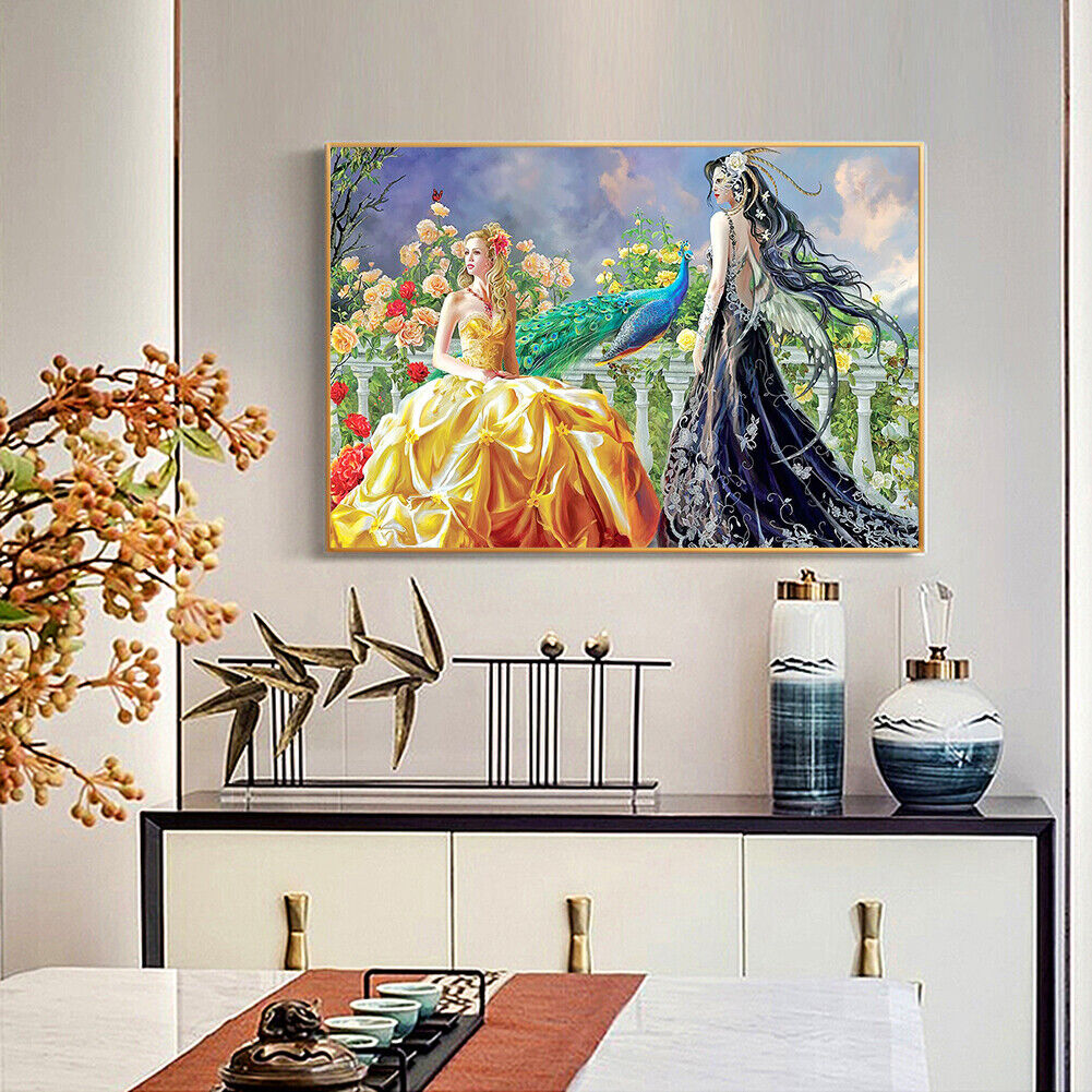 Drill Picture Round DIY Fairy Beauty in Garden Painting Full 5D Diamond Kit
