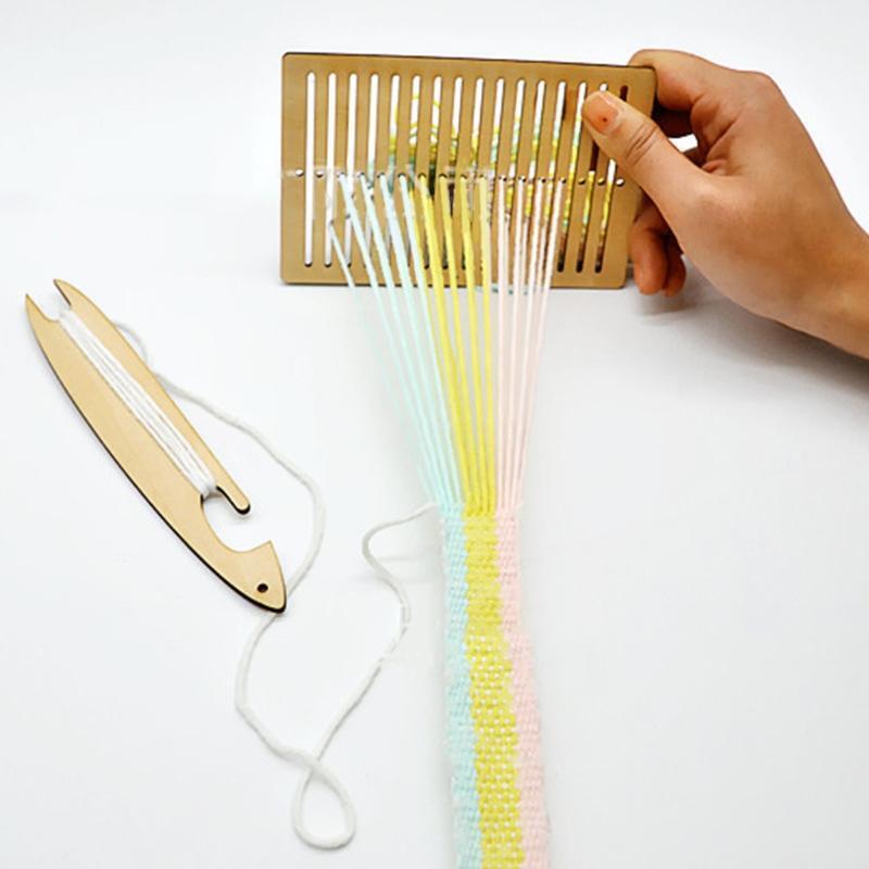 1 Set DIY Mini Tapestry Table Wooden Weaving Loom for DIY Handcraft Supplies