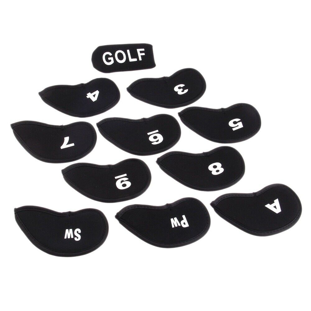 PRO Black Golf Head Covers Golf Iron Protector Case Cover With Numbers 11pcs/Set