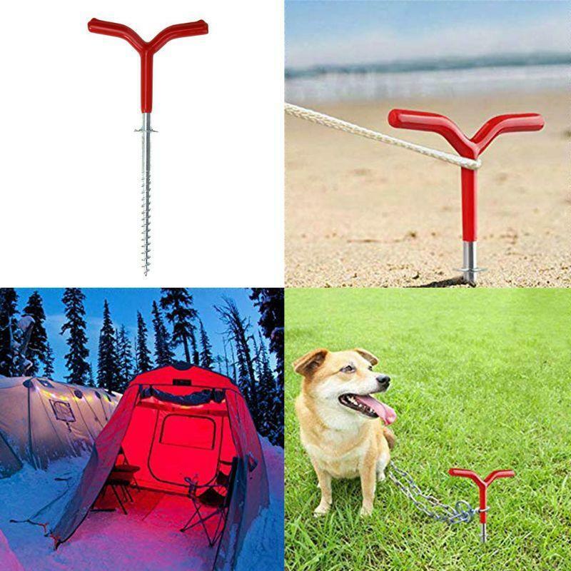 Camping Tent Stake Ice Fishing Screw Rod Stand Screw Thread Ground Anchor Holder