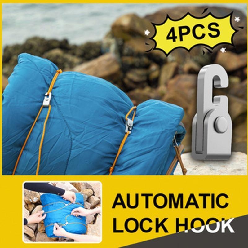 Durable Lock Hook Camping Tent Hooks Automatic Lock Hook Self-Locking Hooks