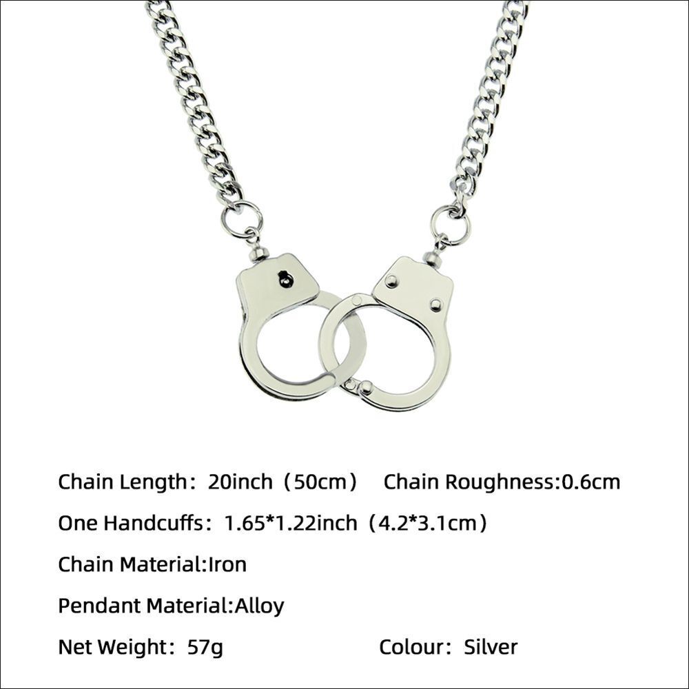 Chain Stainless Steel Punk Necklace Choker Handcuffs Pendant Chain Dark Gothic