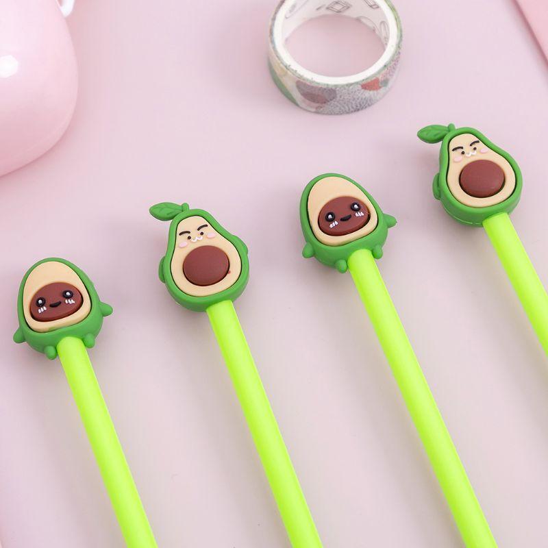 4pcs 0.5mm Cute Face Expressions Avocado Gel Ink Pen Signature Neutral Writing