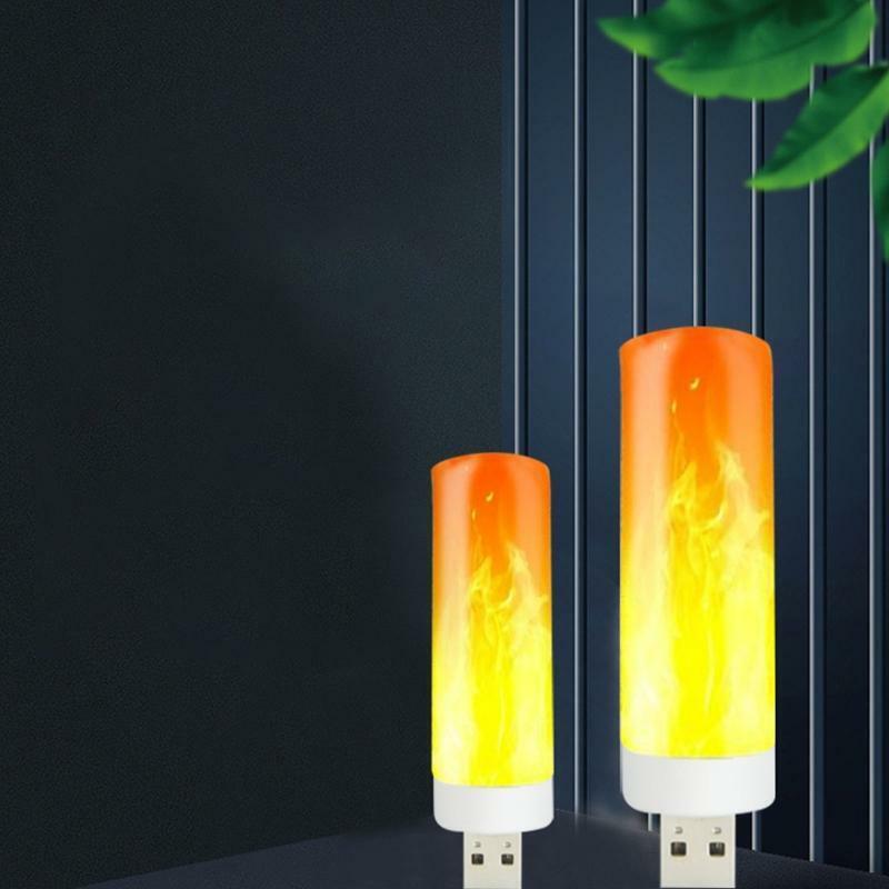 Portable USB Light Flame Dynamic Bulb Plug-in LED Night Light for Toilet Nursery