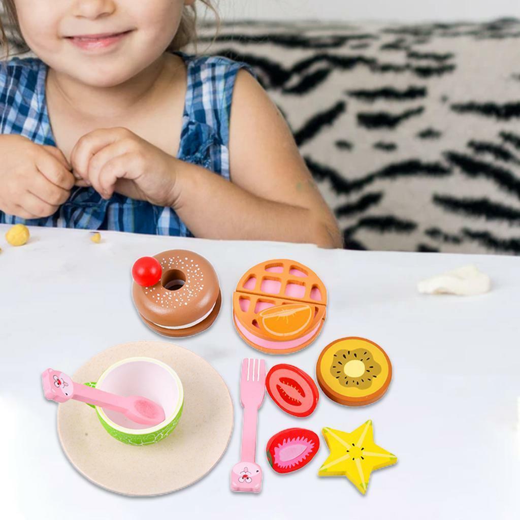12Pcs Wooden Pretend  Set for   Toddlers Birthday Gifts