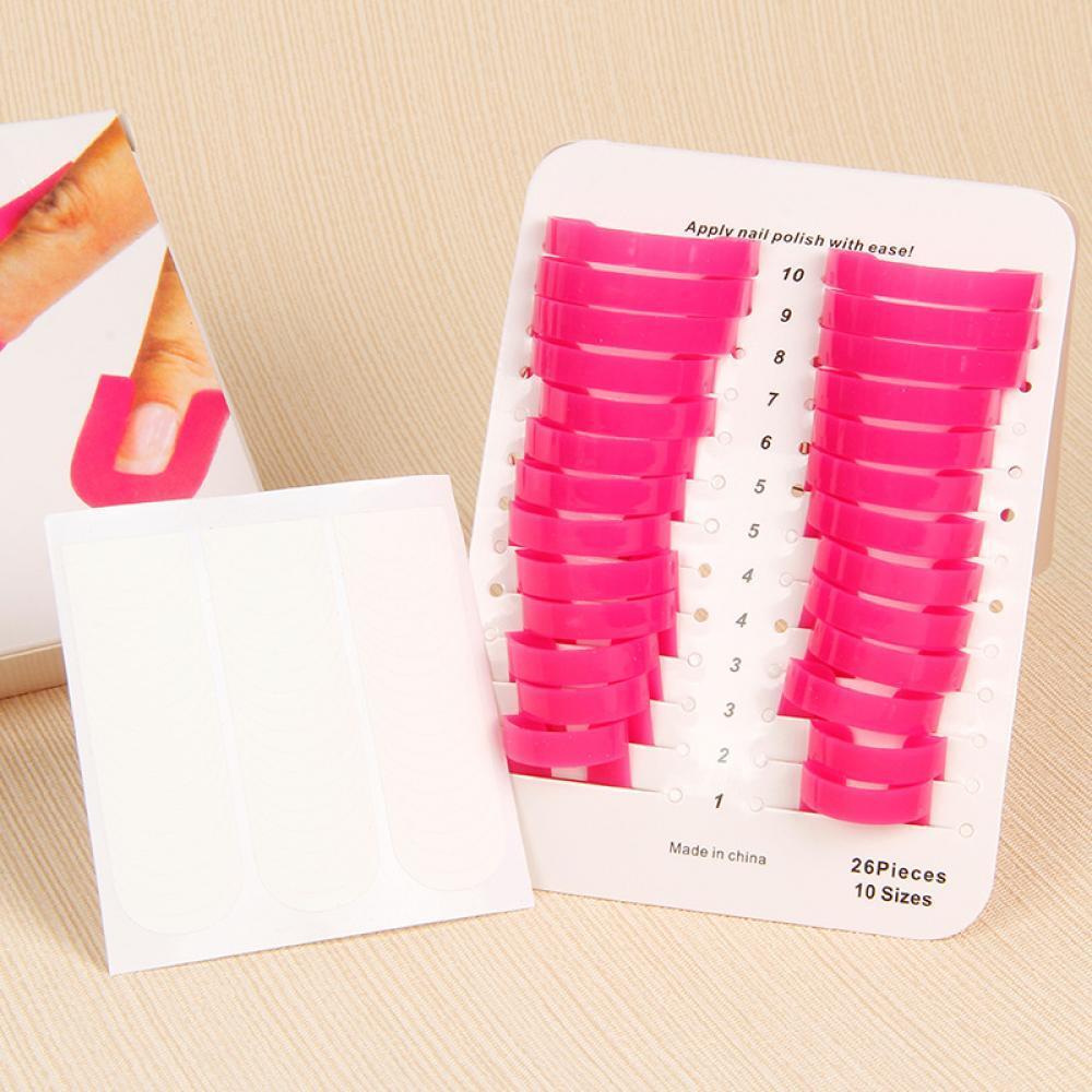 26pcs Tips Case Finger Cover Shield Stencil Tool Nail Polish Mold Protector