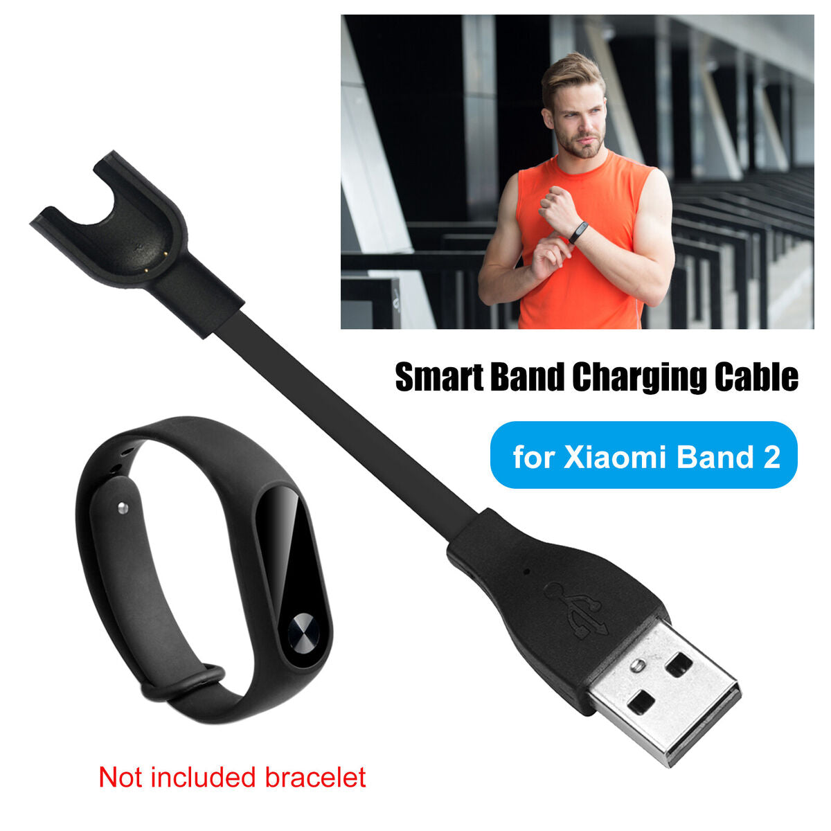 USB Charger Cable - Compatible with Mi Band 2 USB Charging Cable Dock