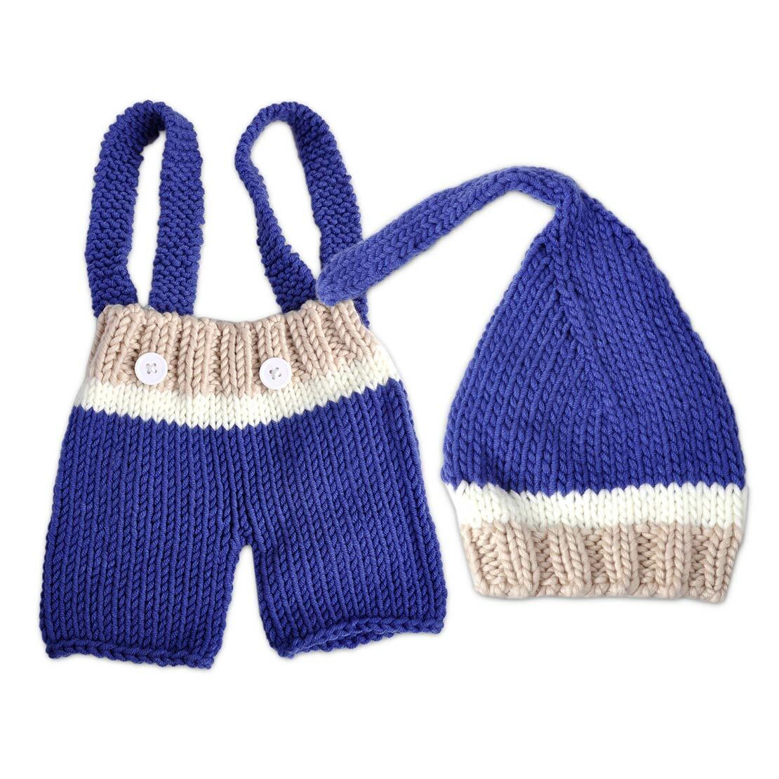 Newborn Baby Boy Infant Photography Photo Cap Knit Crochet Hat Pants Shorts Li