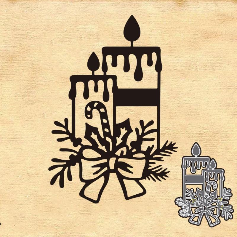 Christmas Candle Flower Metal Cutting Dies Stencil DIY Scrapbooking Album Paper
