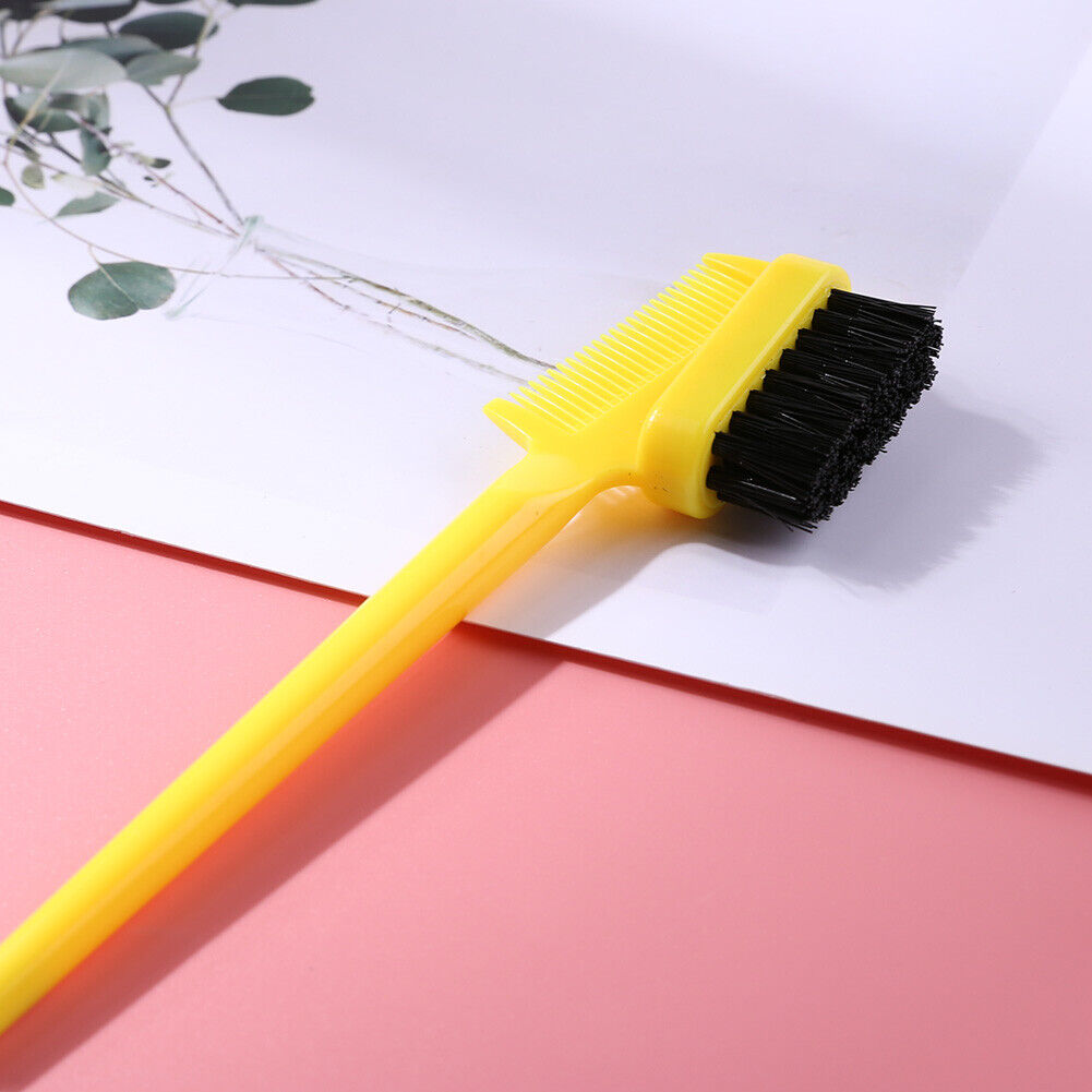 Double Sided Hair Edge Brushes Comb Pin Tail Hair Styling Tool (Yellow)