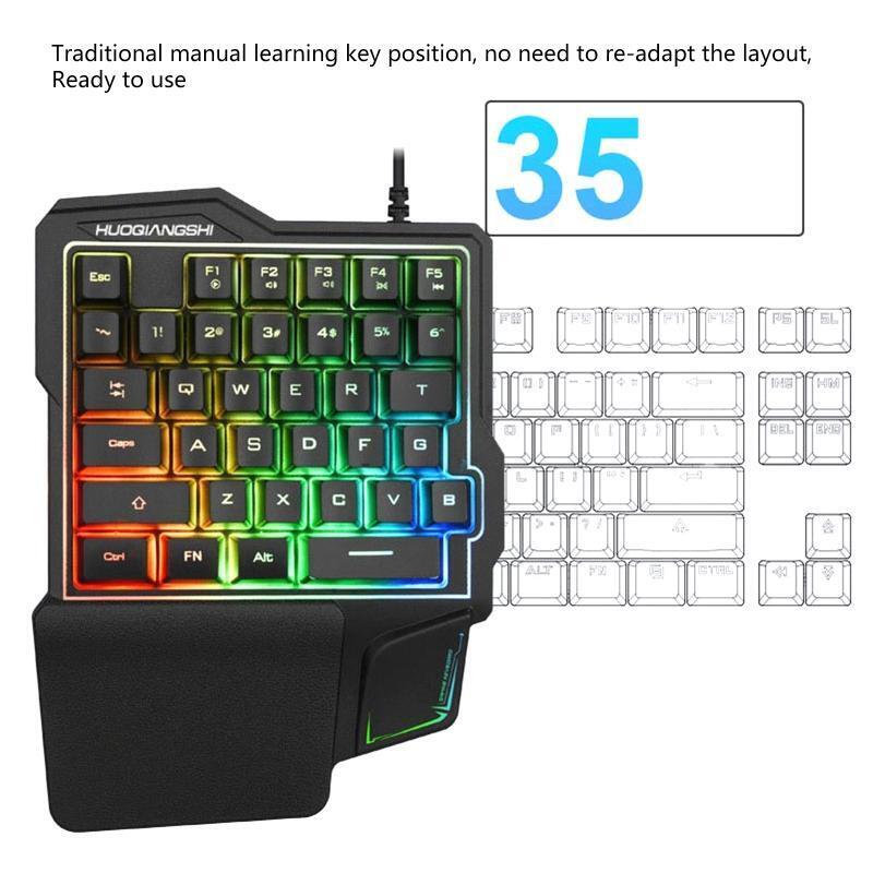 G101 USB Keyboard One-handed RGB 35 Keys Luminous Gaming Keyboards For E-gamers