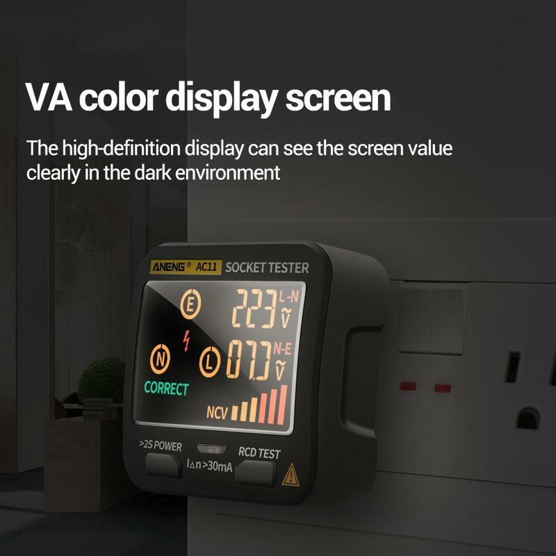 EU Plug AC11 Socket Checker RCD Zero Live Line Phase Finder NCV Leakage Detector