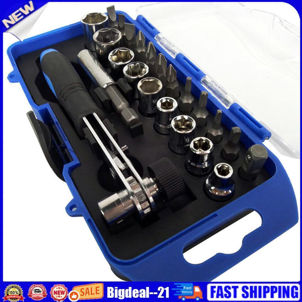 23pcs Sleeve Screwdriver Ratchet Wrench Socket Spanner Drill Repair Tool
