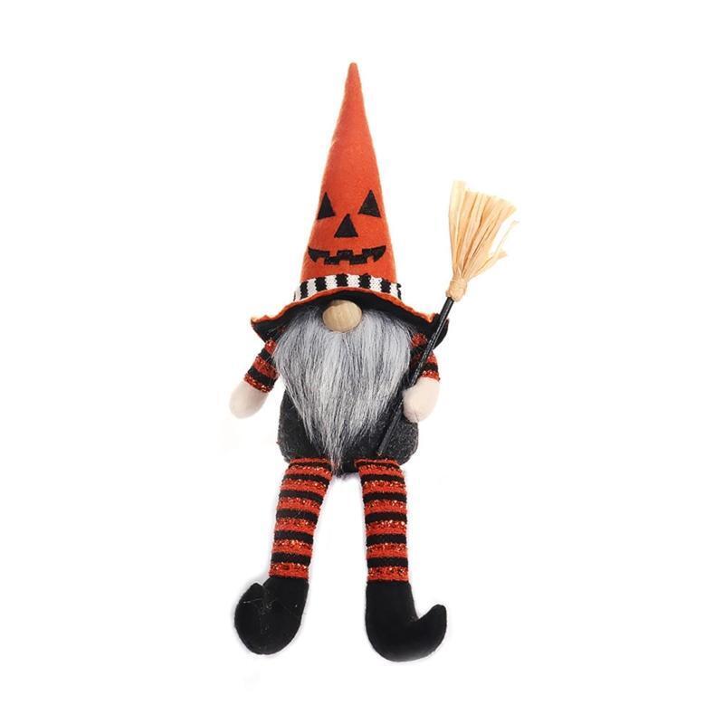 Halloween Long Legs Gnomes 1Pair Holding Broom Children Kids Present