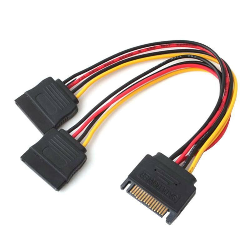 1 to 2 Sata Hard Drive Power Adapter Cable Sata Serial Port 15Pin Splitter 18AWG