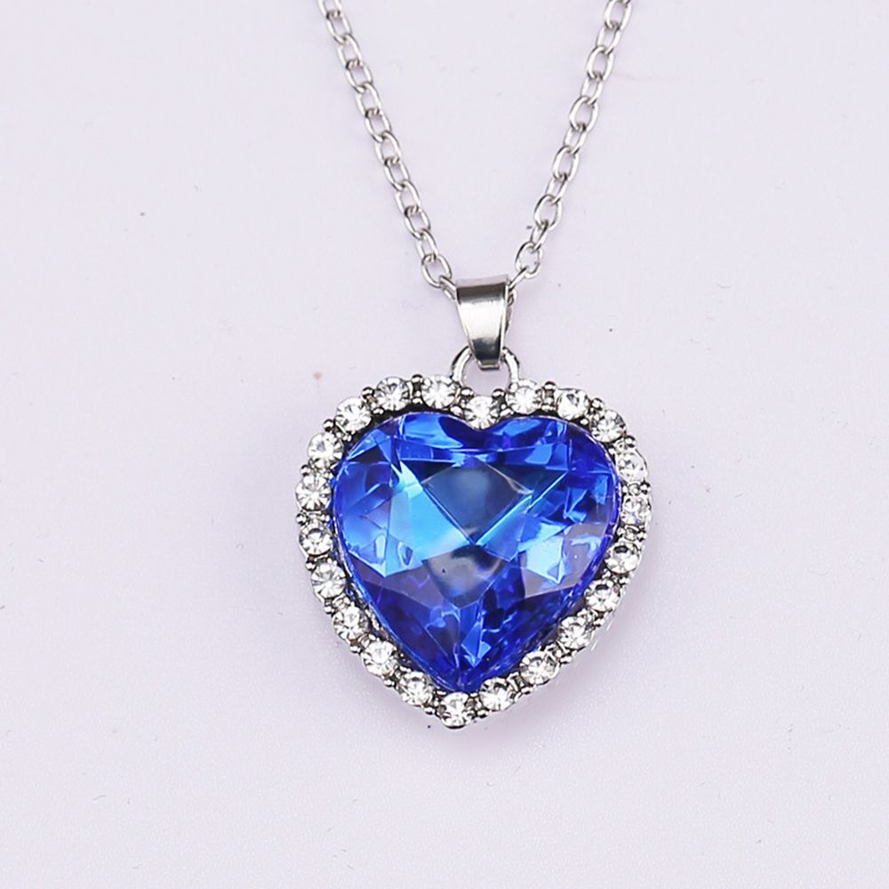 Blue Crystal Titanic Women's Necklace Heart Forever Pendant Heart of Ocean