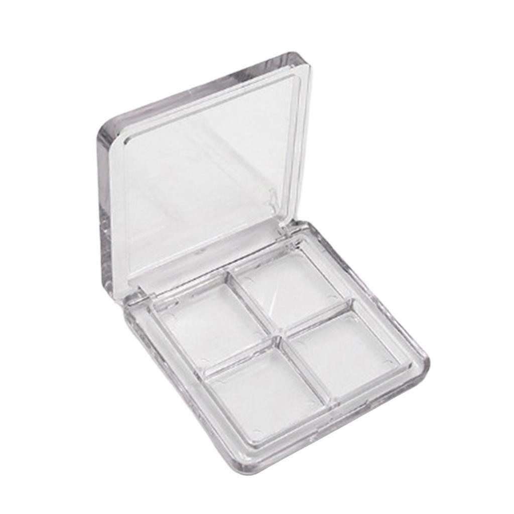 4 Compartments Plastic Portable Eyeshadow Case Travel Blush Lipstick Powder Tray