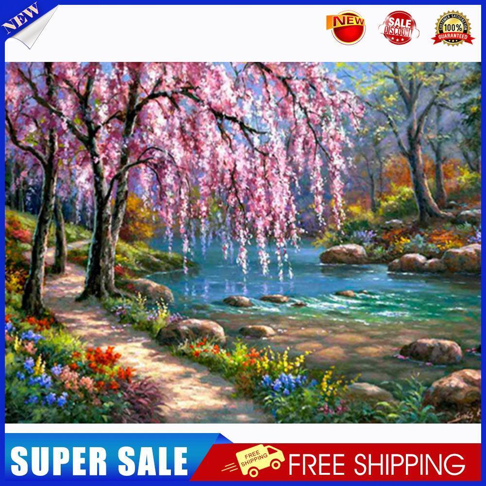 Full Square Drill Cross Stitch River Tree Embroidery Diamond Painting Craft