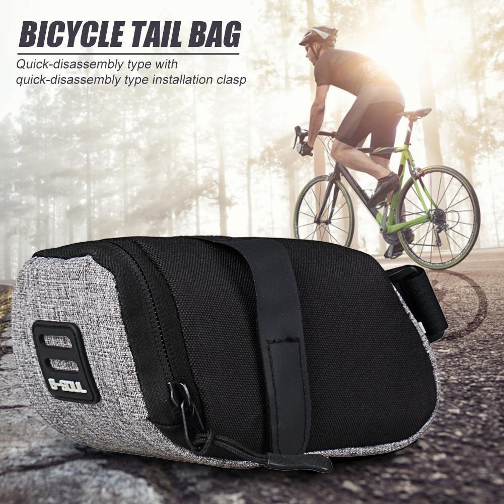 Reflective Bike Saddle Bag MTB Bicycle Tail Rear Seat Cycling Pouch (Grey)