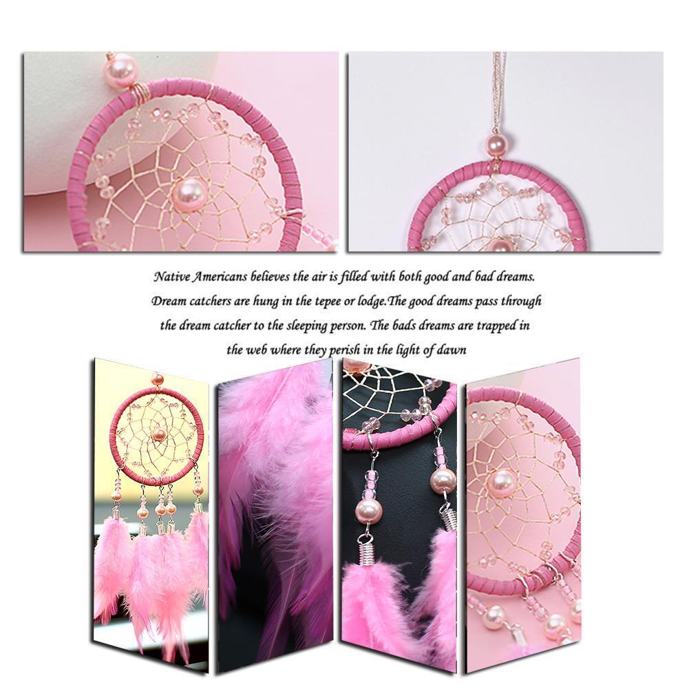 Handmade Dream Catcher with Feather Wall Car Home Hanging Decor White