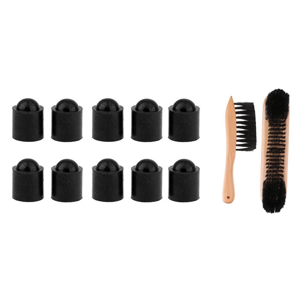 10 Pieces Rubber Pool Cue Tip Head Cover with Billiard Table Brush Cleaner