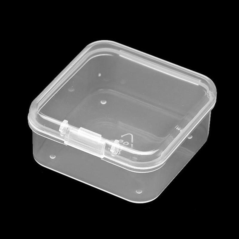 Mini Jewelry Storage Boxes with Lid 10 Pcs Plastic Square Clear Case Container