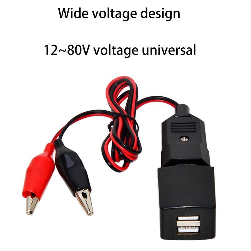Universal 12V-80V E-bike Dual USB Port Charger for Phone Power Bank Earphone