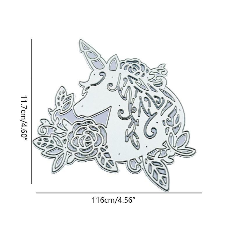 Horse Animal with Flower Leaf Metal Cutting Dies Embossing Stencil DIY Template