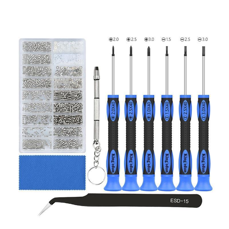 Eyeglass Repair Kit with 6 Pcs Magnetic Screwdrivers and Glass Screw Tweezers