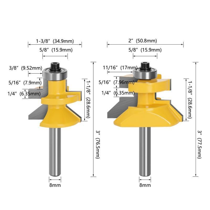 8mm 2 Pieces Router Bit  Milling Cutter Woodworking Cutters for Wood MDF