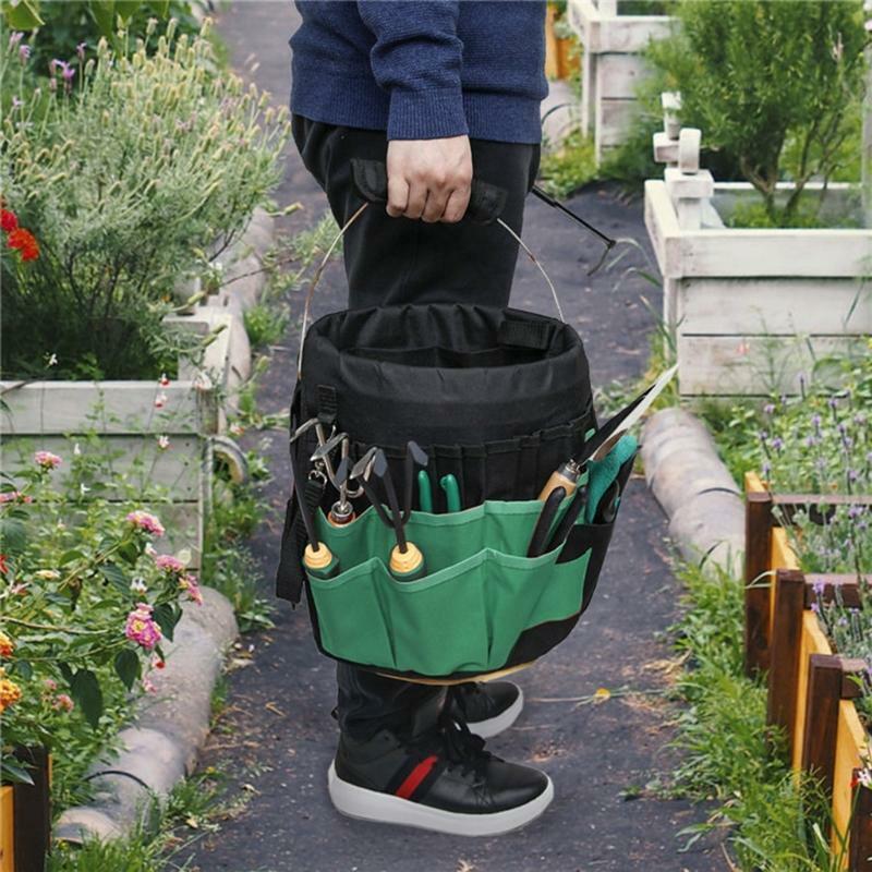 42 Pockets Garden Hand Multifunctional Tool Kits 5 Gallon Bucket Storage Bag
