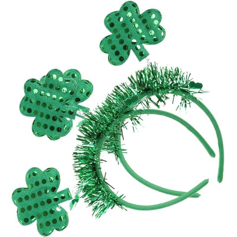 Saint Patrick's Day Hairband Glitter Shamrock Headband Head Bopper Photo Props