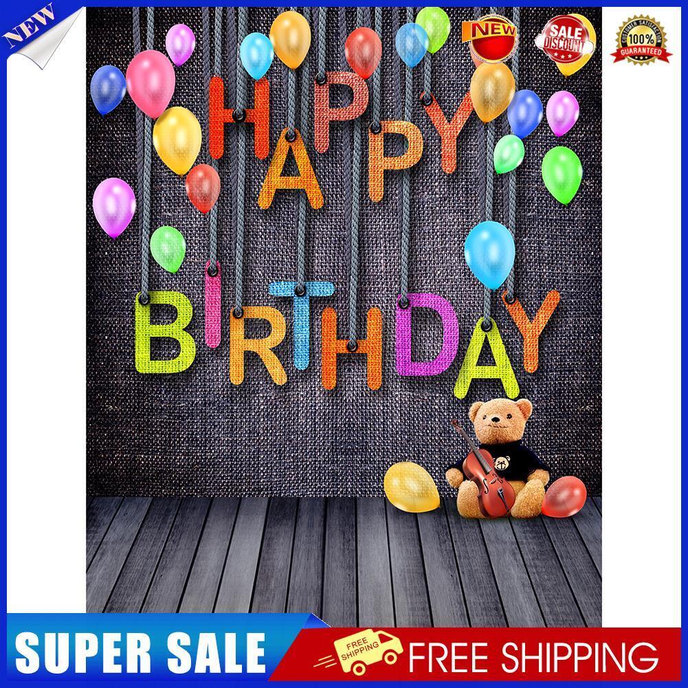 Happy Birthday Art Cloth Backdrop Photographic Studio Prop Kid Family Decor