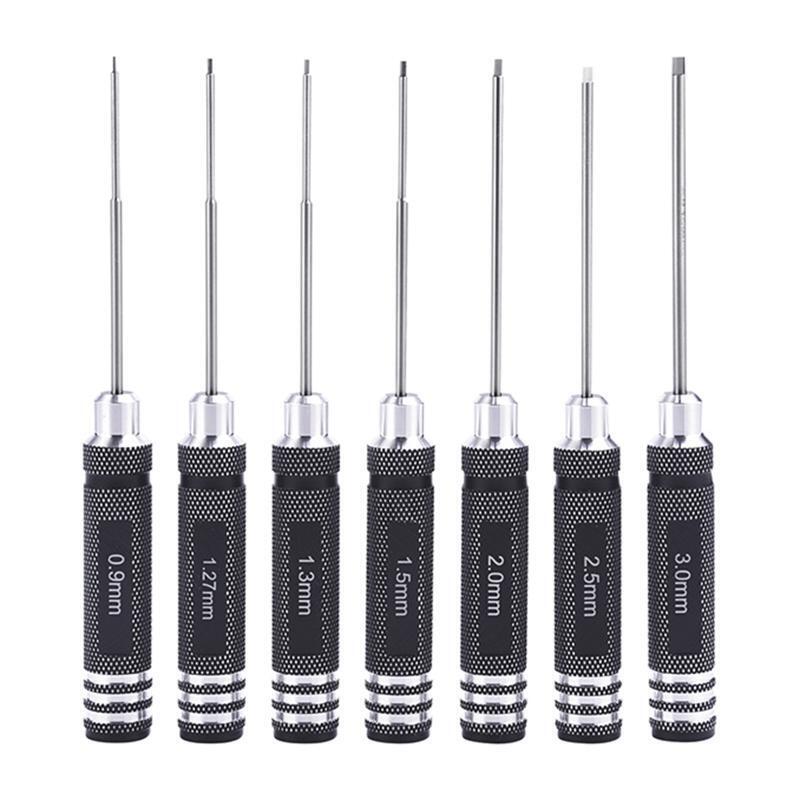 7 Pieces Mini Screwdriver with Precision Handle 0.9mm-3.0mm Hex Screwdriver Tool