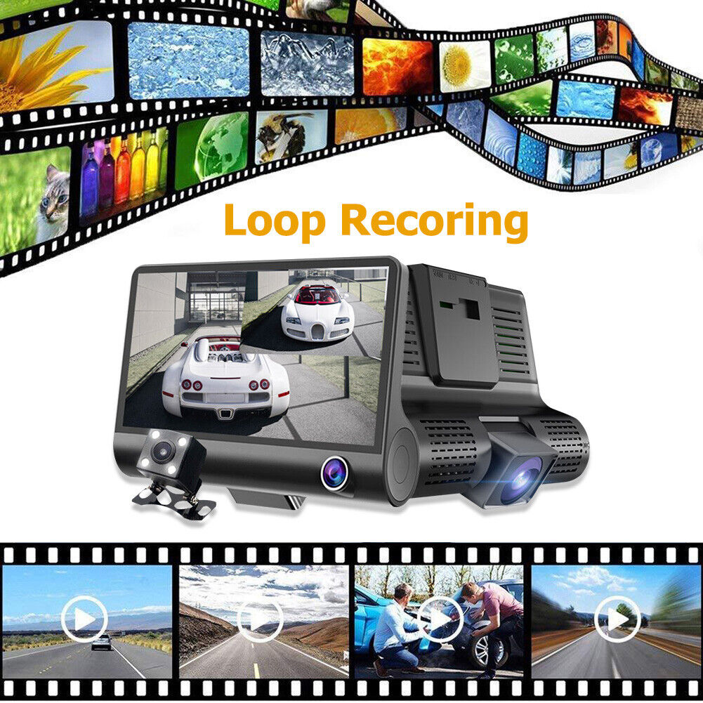 Dual Lens Dash Cam 4 Inch Display Dashboard Camera with Rear View Camera