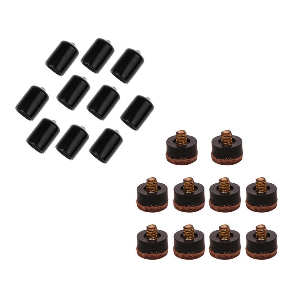 10 Pieces 12mm Screw-on Billiard Pool Cue Tips with 10Pcs Cue Tip Protector