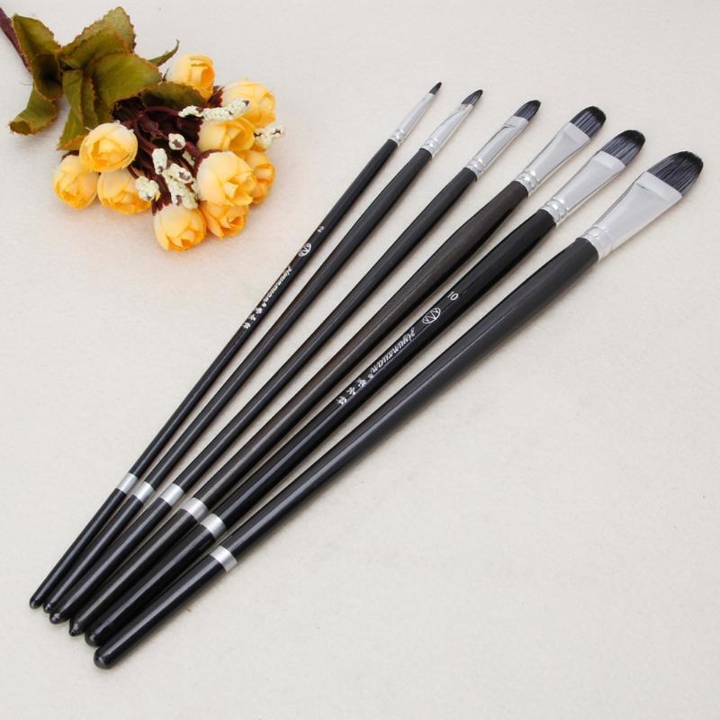 6Pcs Brushes Set for Art Painting Oil Watercolor Drawing Craft DIY Kid Artist