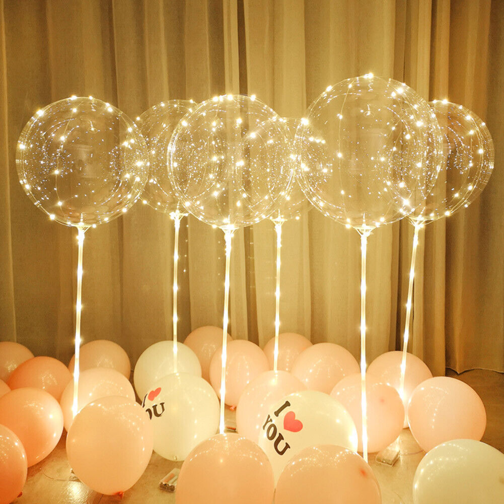 Handle LED Balloon with Stick Festival Party Luminous Clear Bobo Balloons