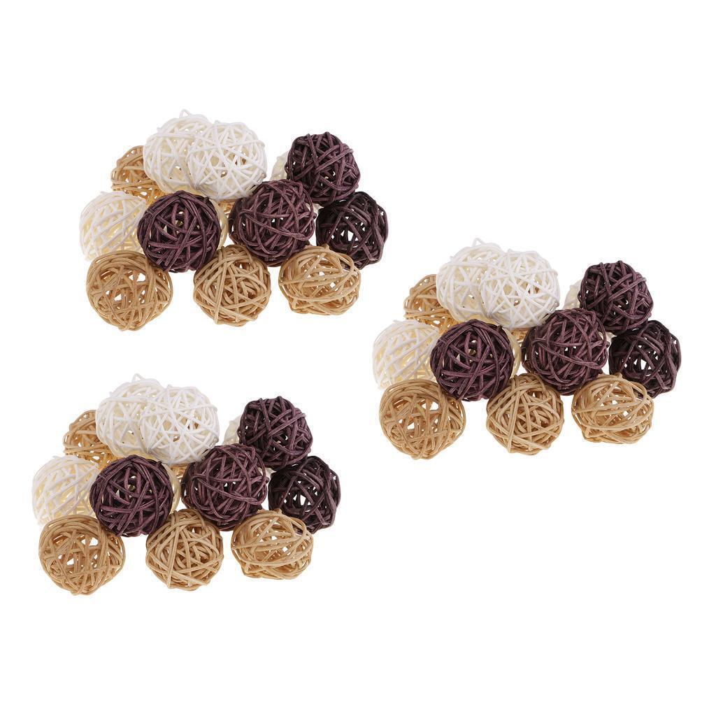 45Set 3cm Wicker Rattan Balls Home Christmas Wedding Party Decorative Crafts