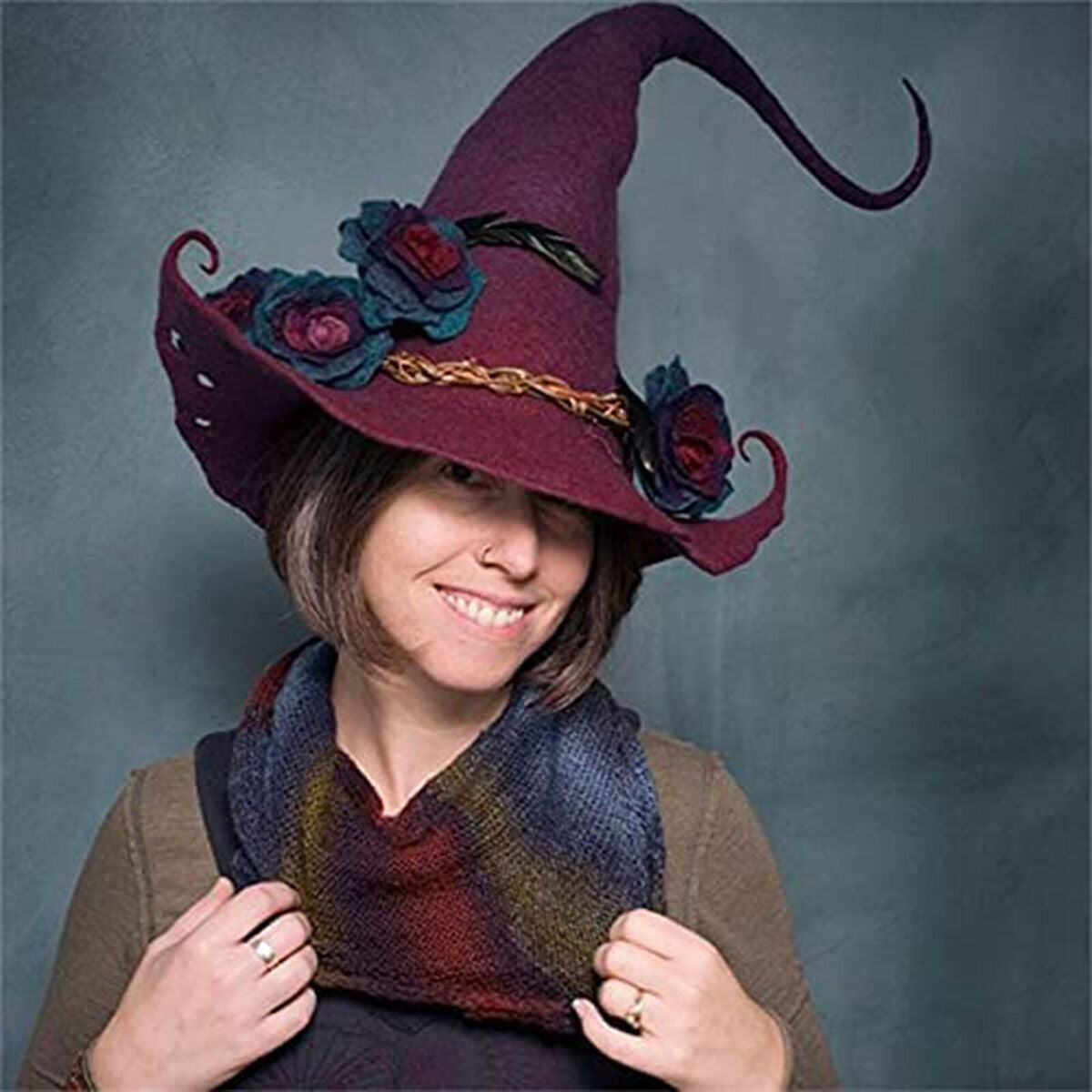 Halloween Party Felt Witch Hat Adjustable Party Witch Hat Prop (Red)