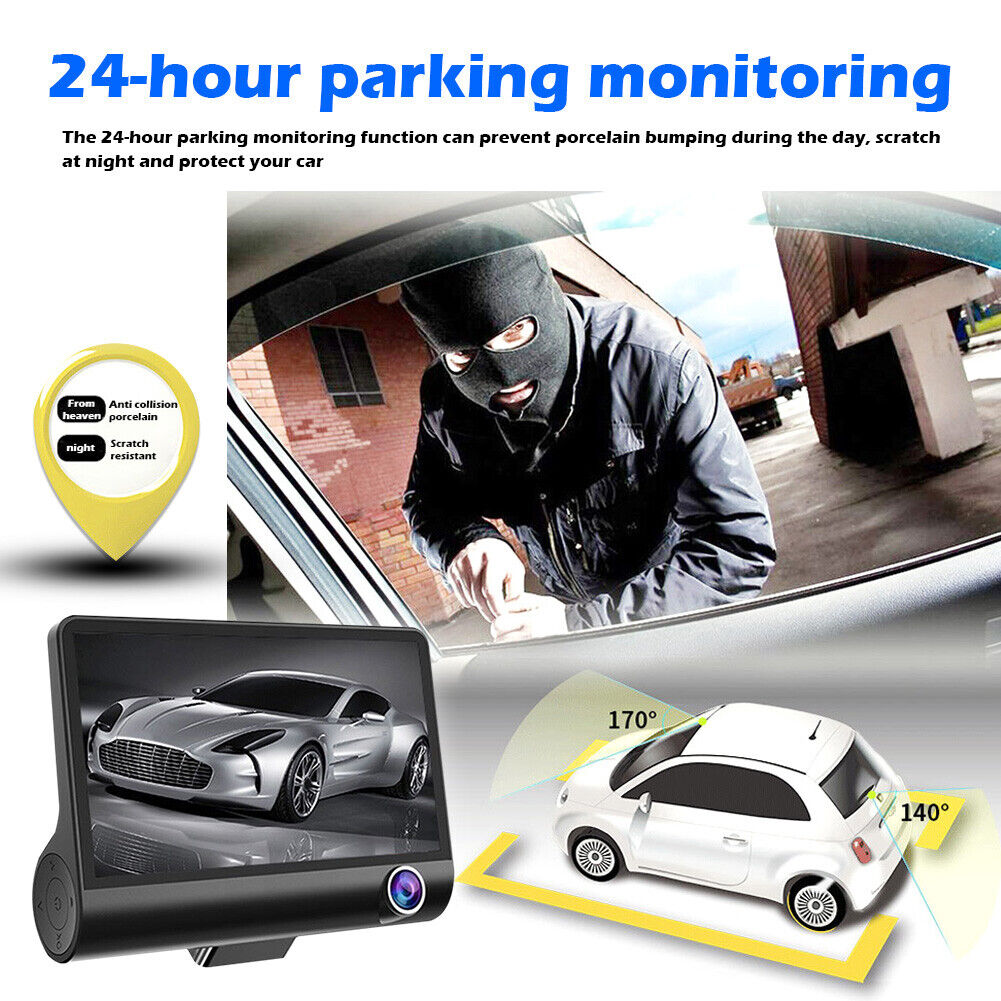 Dual Lens Dash Cam 4 Inch Display Dashboard Camera with Rear View Camera