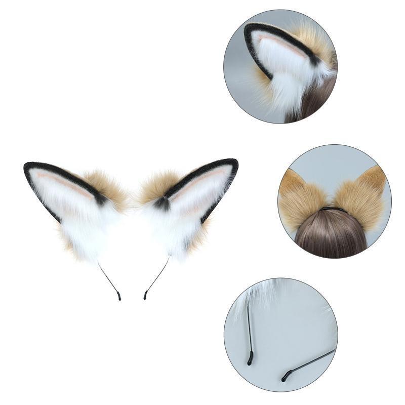 Rabbit Ears Headband Simulation Animal Tail Headdress Set for Masquerade Ball